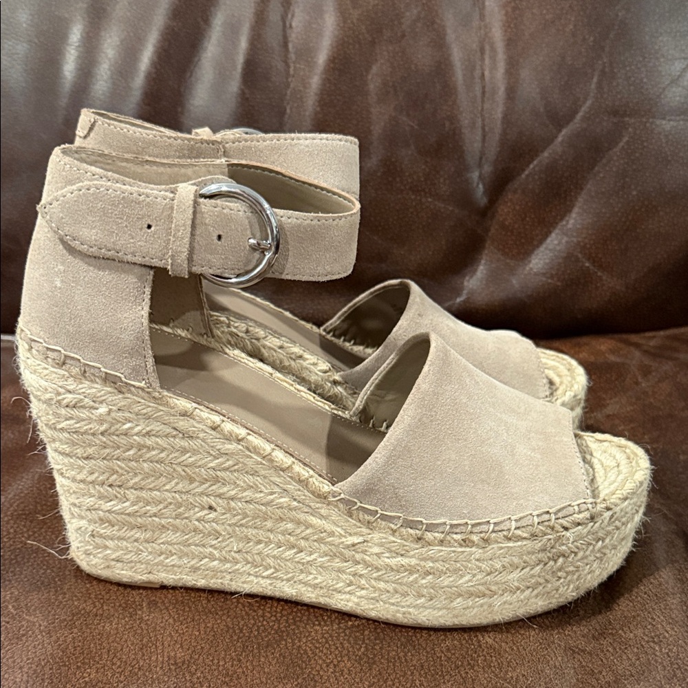 Marc Fisher Tan Suede Wedge Sandals